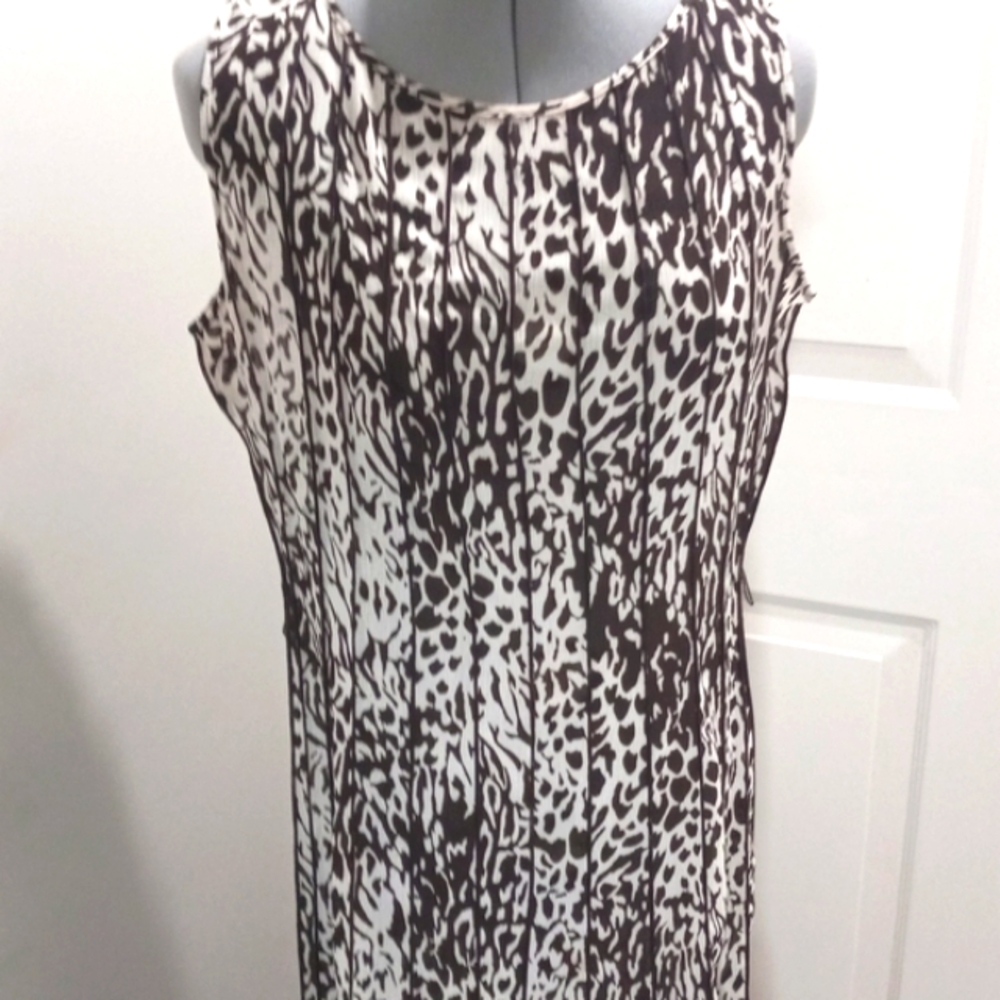 Sandra Darren, Sz 12 Brown & White Fit & Flair Dress